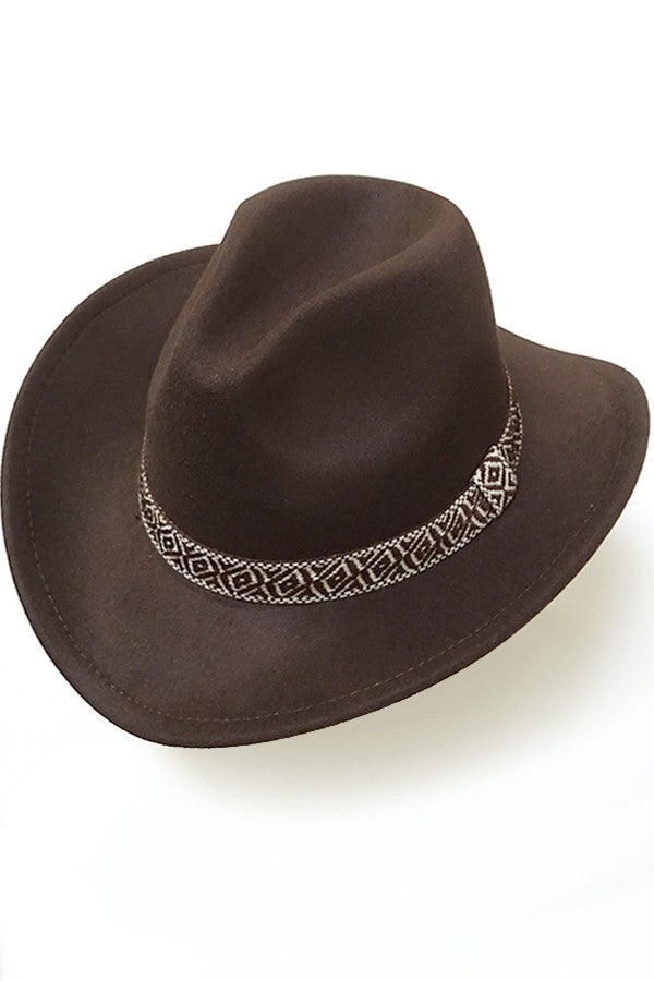 A VINTAGE CLASSIC COW BOY HAT WITH AZTEC TRIM - Image 7