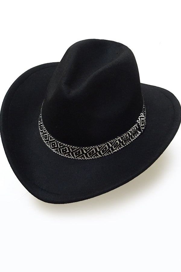 A VINTAGE CLASSIC COW BOY HAT WITH AZTEC TRIM - Image 6