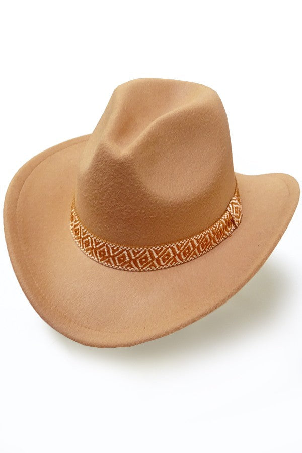 A VINTAGE CLASSIC COW BOY HAT WITH AZTEC TRIM - Image 2