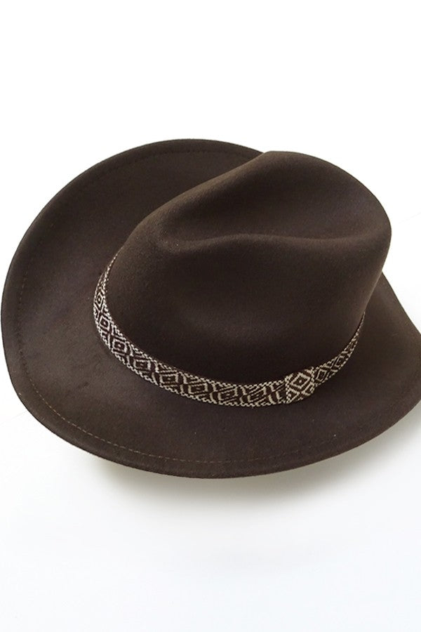 A VINTAGE CLASSIC COW BOY HAT WITH AZTEC TRIM - Image 3