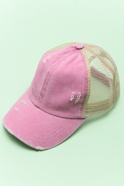 PREMIUM DISTRESS MESH BACK BASEBALL CAP - Image 10