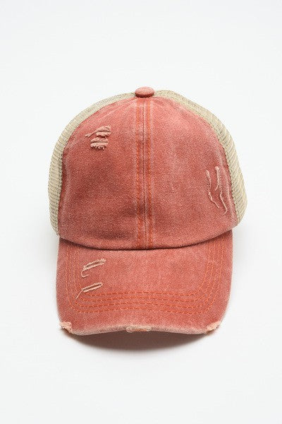 PREMIUM DISTRESS MESH BACK BASEBALL CAP - Image 17