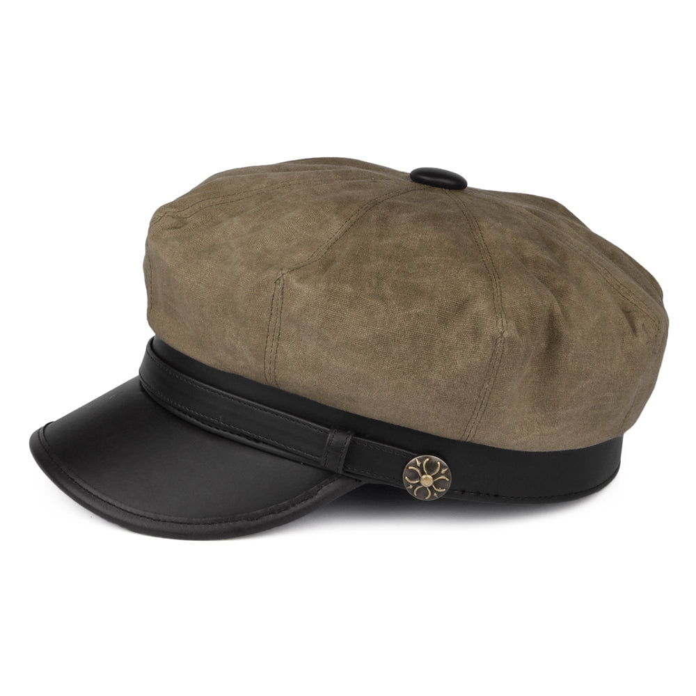 British Tan Waxed Cotton Motorcycle Cap - Image 3