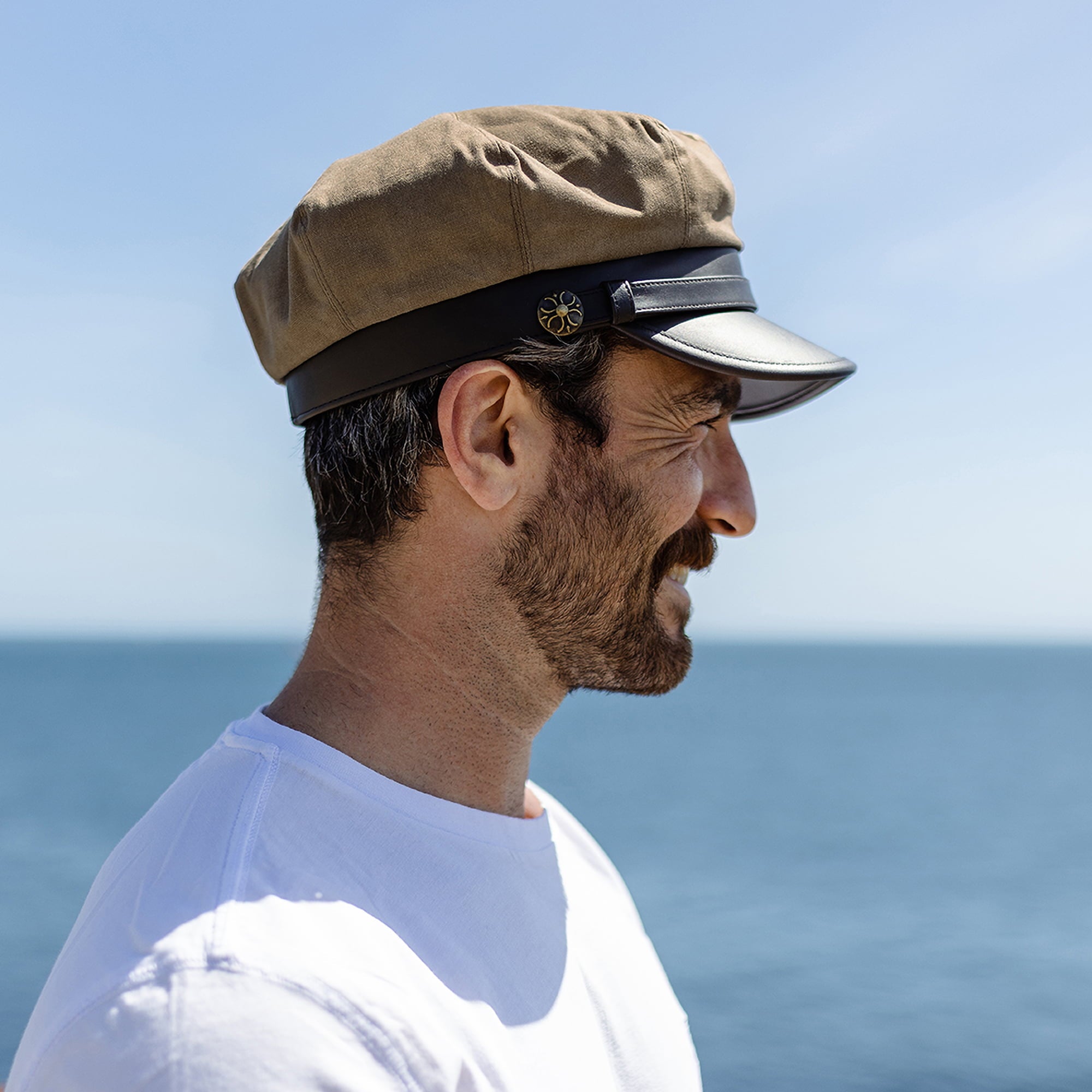 British Tan Waxed Cotton Motorcycle Cap - Image 5