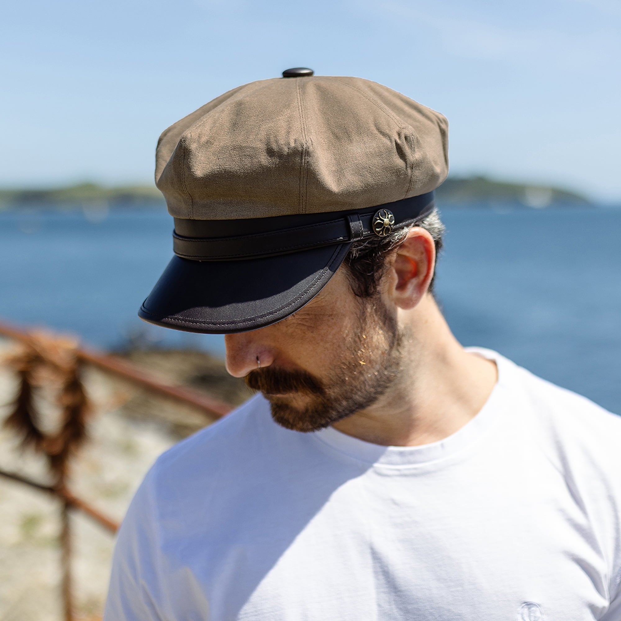 British Tan Waxed Cotton Motorcycle Cap - Image 6