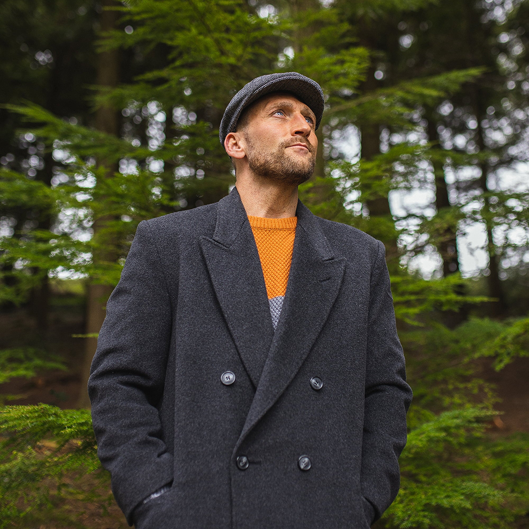 Grey Herringbone Newsboy Cap - Image 4