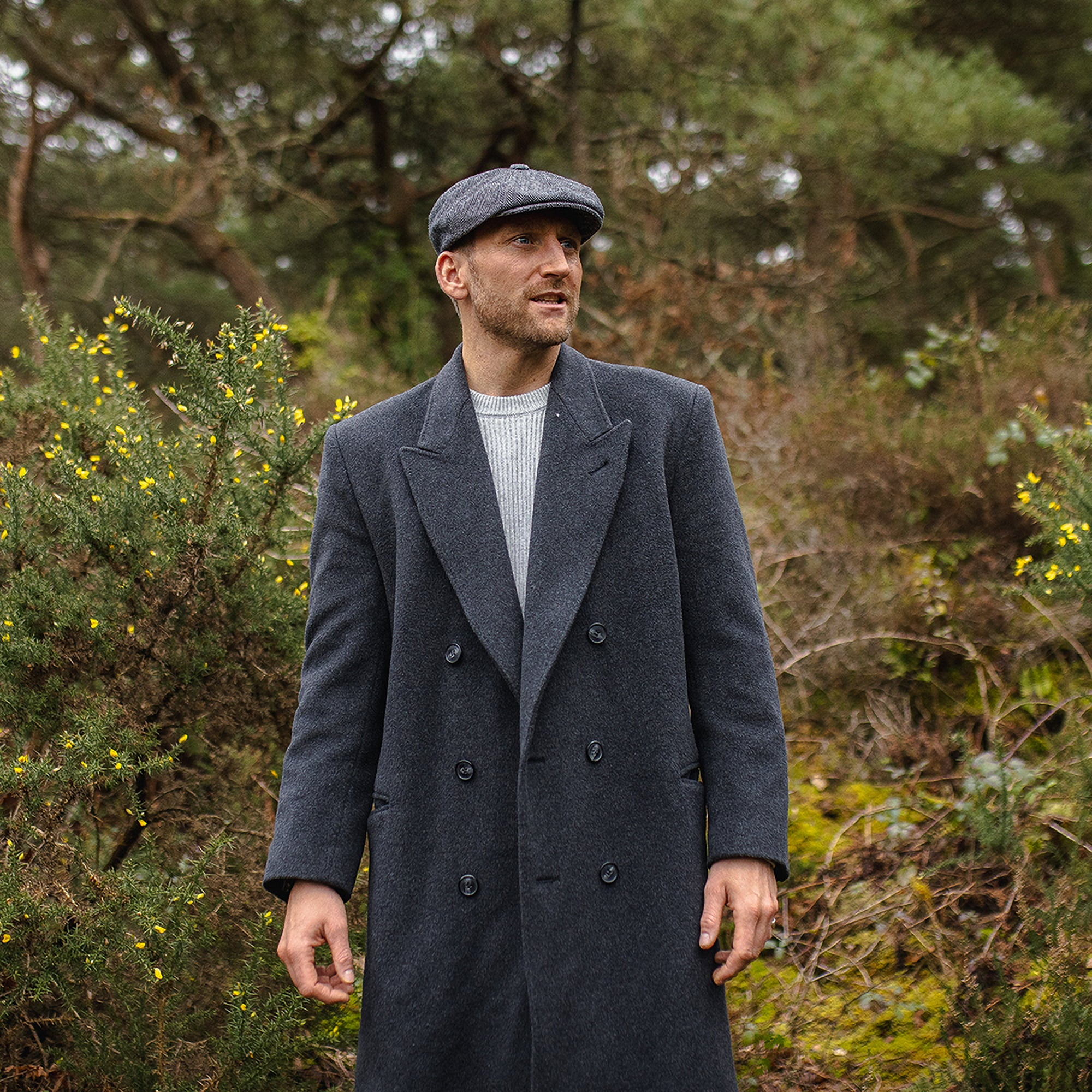 Grey Herringbone Newsboy Cap - Image 7