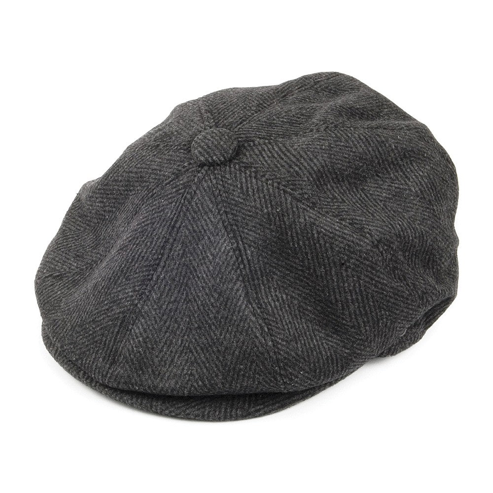 Charcoal Herringbone Newsboy Cap