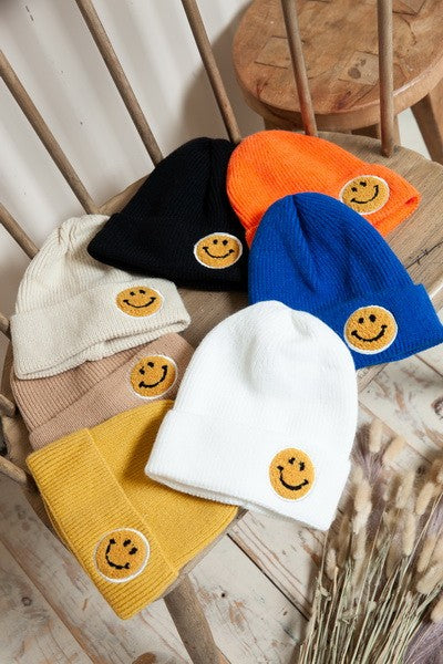 SMILEY FACE BEANIE HATS- HAPPY FACE BEANIE HATS
