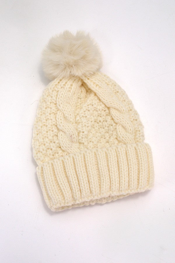 CLASSIC CABLE KNOT POM POM BEANIES HAT - Image 6
