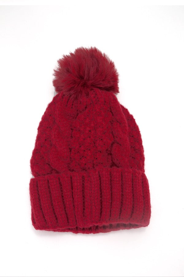 CLASSIC CABLE KNOT POM POM BEANIES HAT - Image 7