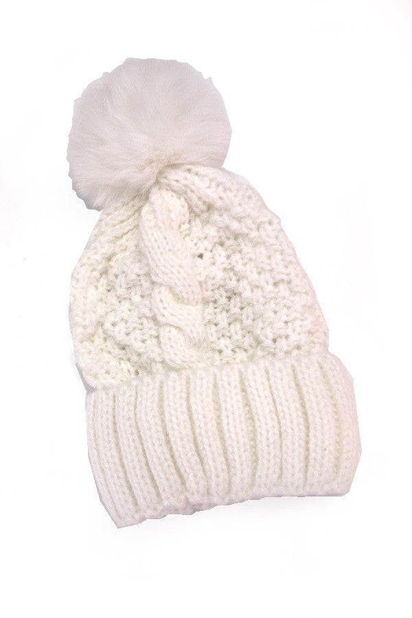 CLASSIC CABLE KNOT POM POM BEANIES HAT - Image 5