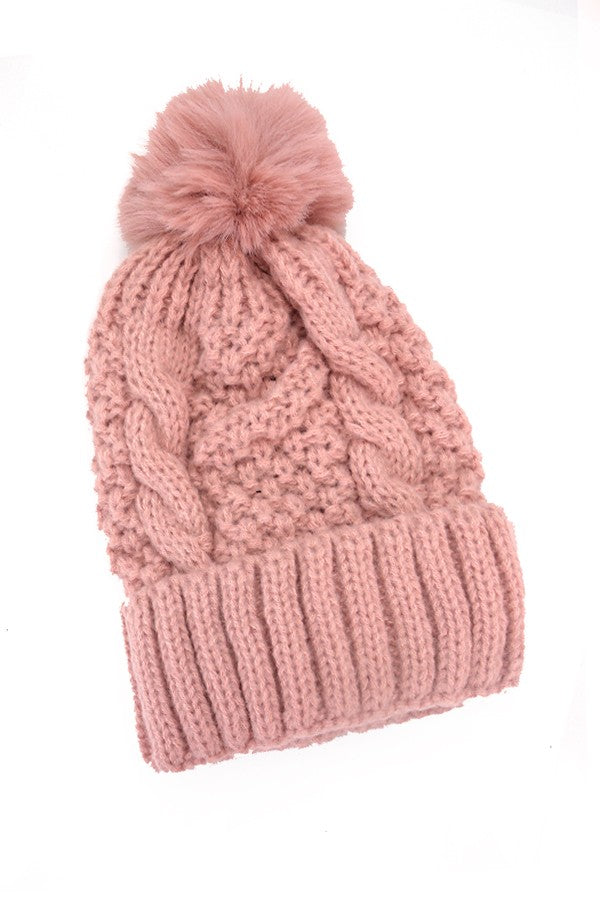 CLASSIC CABLE KNOT POM POM BEANIES HAT - Image 9