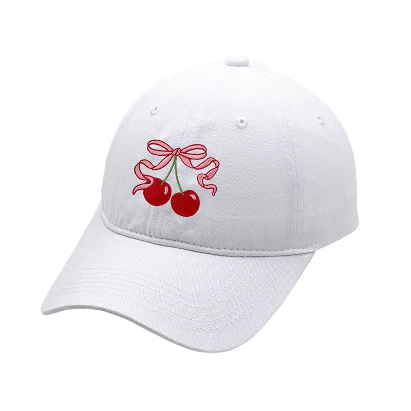EMBROIDERY BOW CHERRY BASEBALL CAP HAT - Image 3