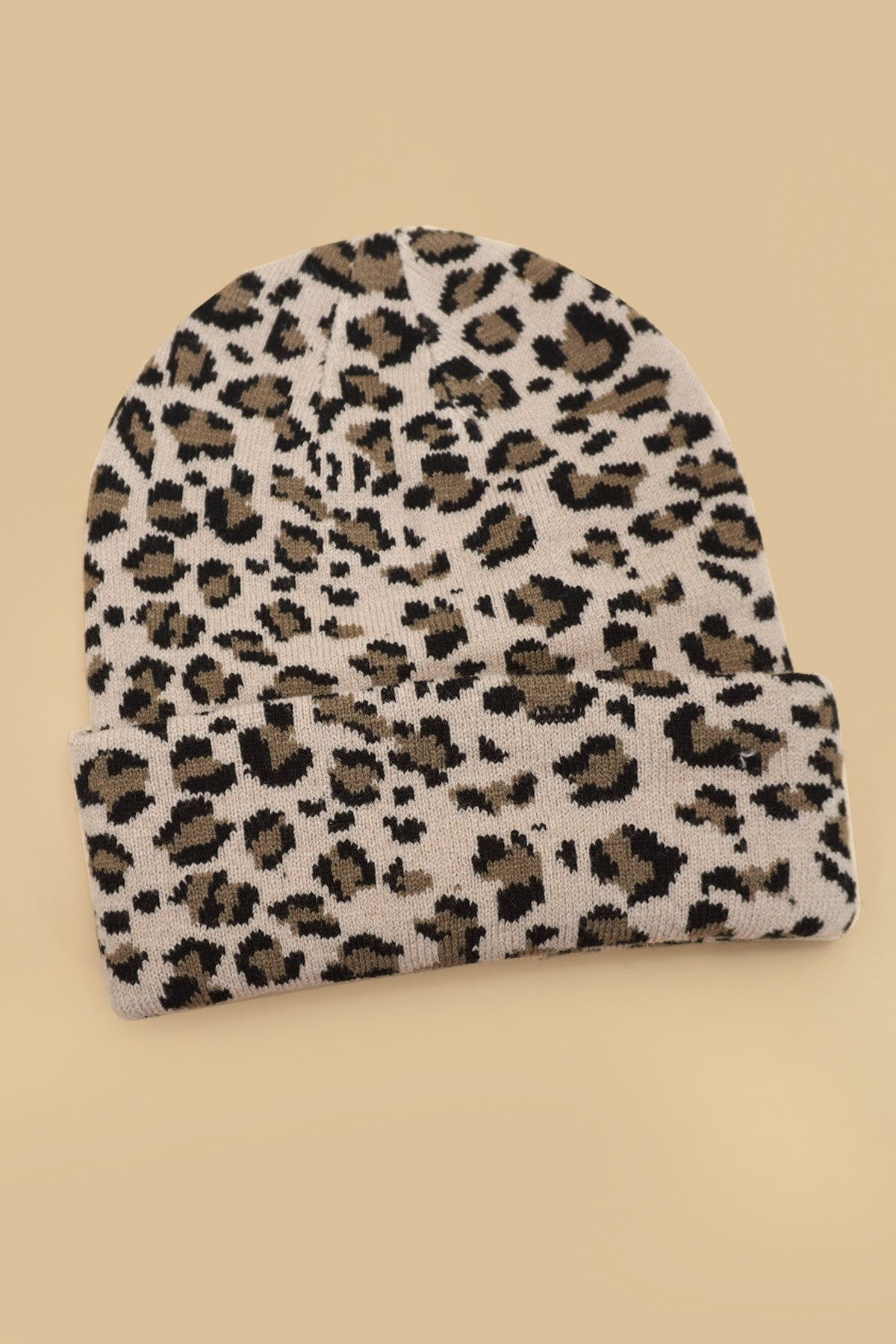 SOFT RIBBED KNIT ANIMAL LEOPARD COW BEANIES HAT - Image 3