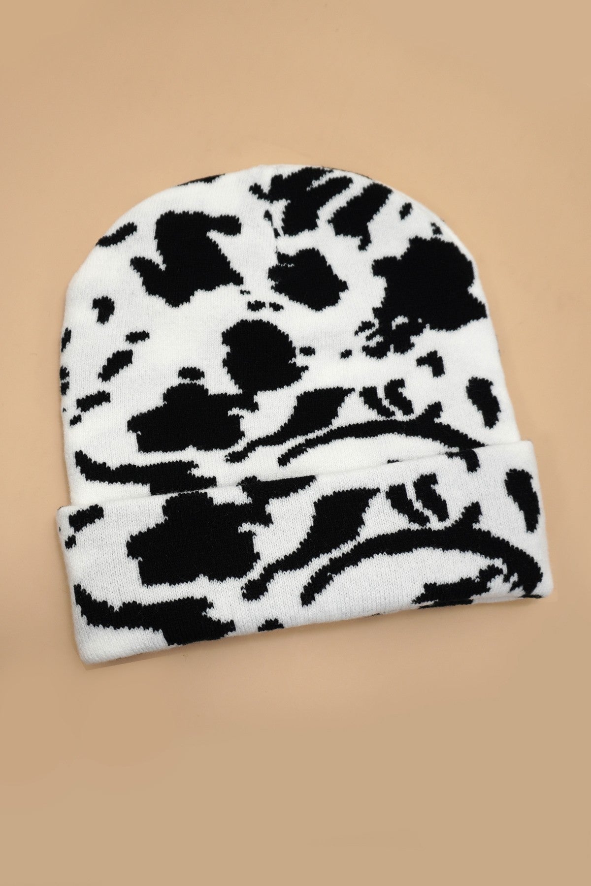 SOFT RIBBED KNIT ANIMAL LEOPARD COW BEANIES HAT - Image 6