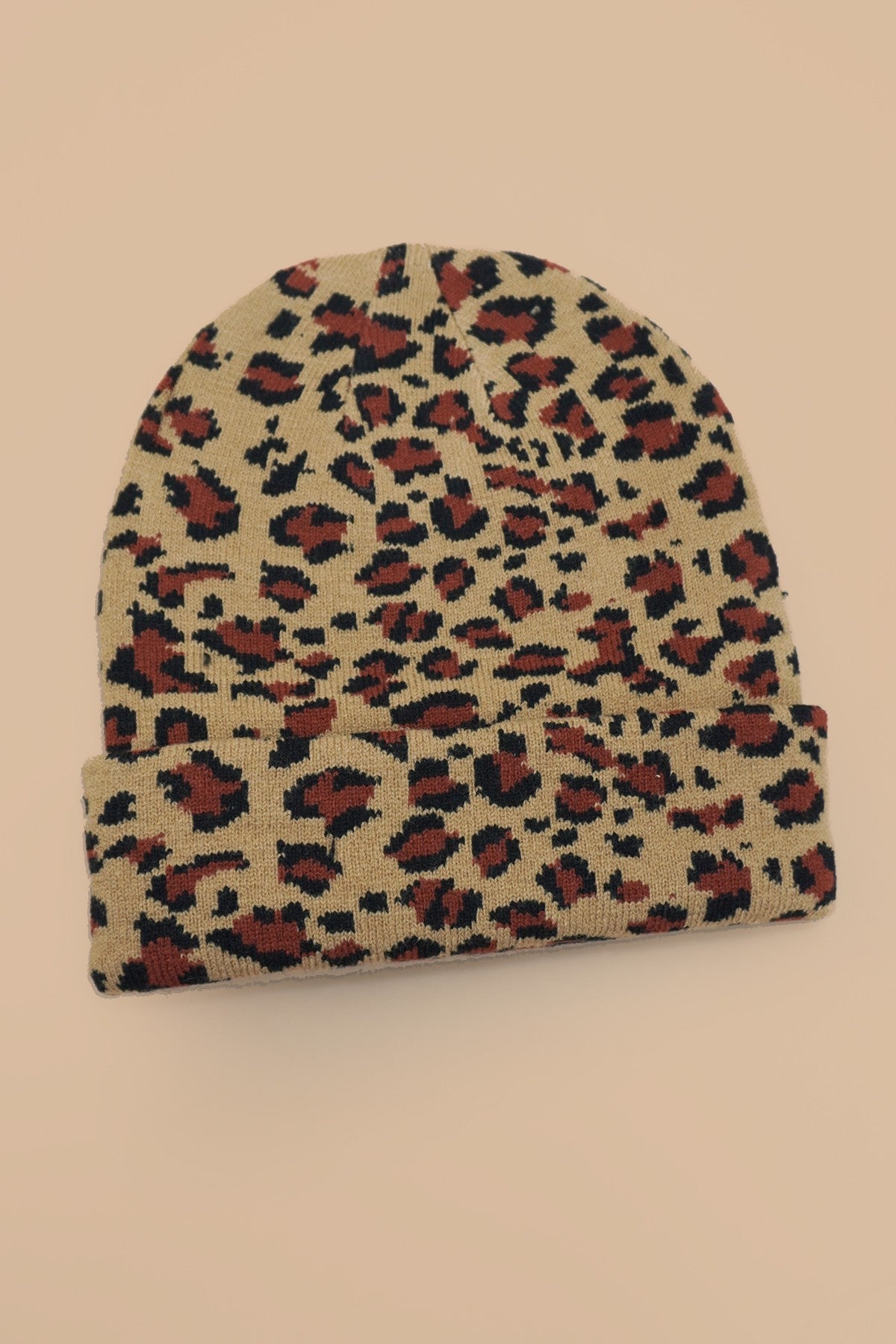 SOFT RIBBED KNIT ANIMAL LEOPARD COW BEANIES HAT - Image 7