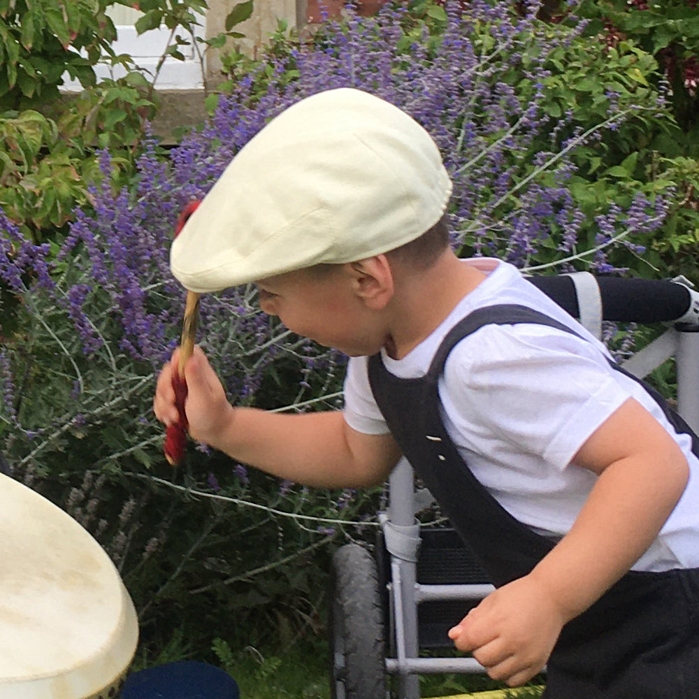Beige Kids Cotton Flat Cap - Image 5