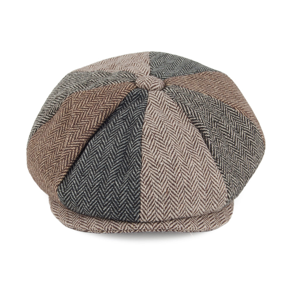 Multi-Coloured Kids Herringbone Patch Newsboy Cap - Image 2