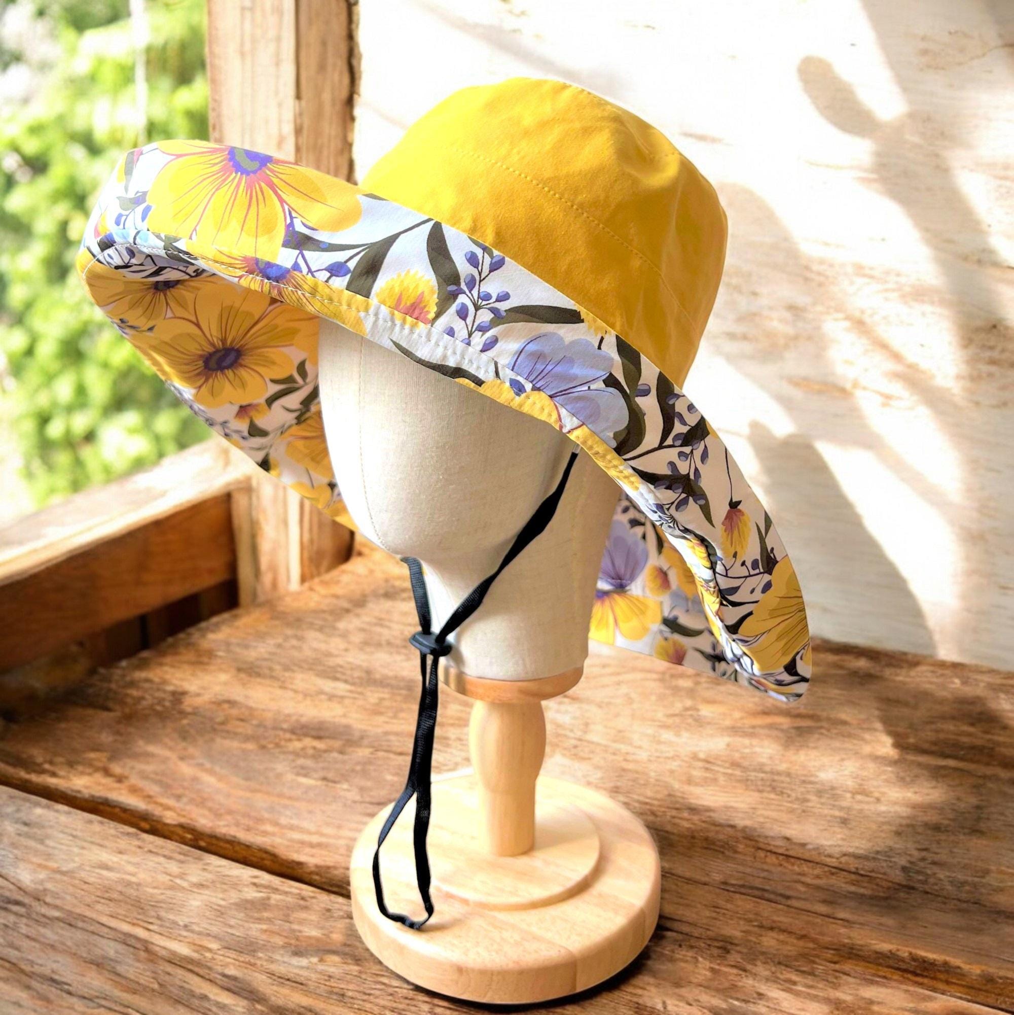 Reversible Daisy Wide Brim Sun Hat for Women- 100 % Cotton Summer Gardening Accessory & Unique Gift for Her - Image 2