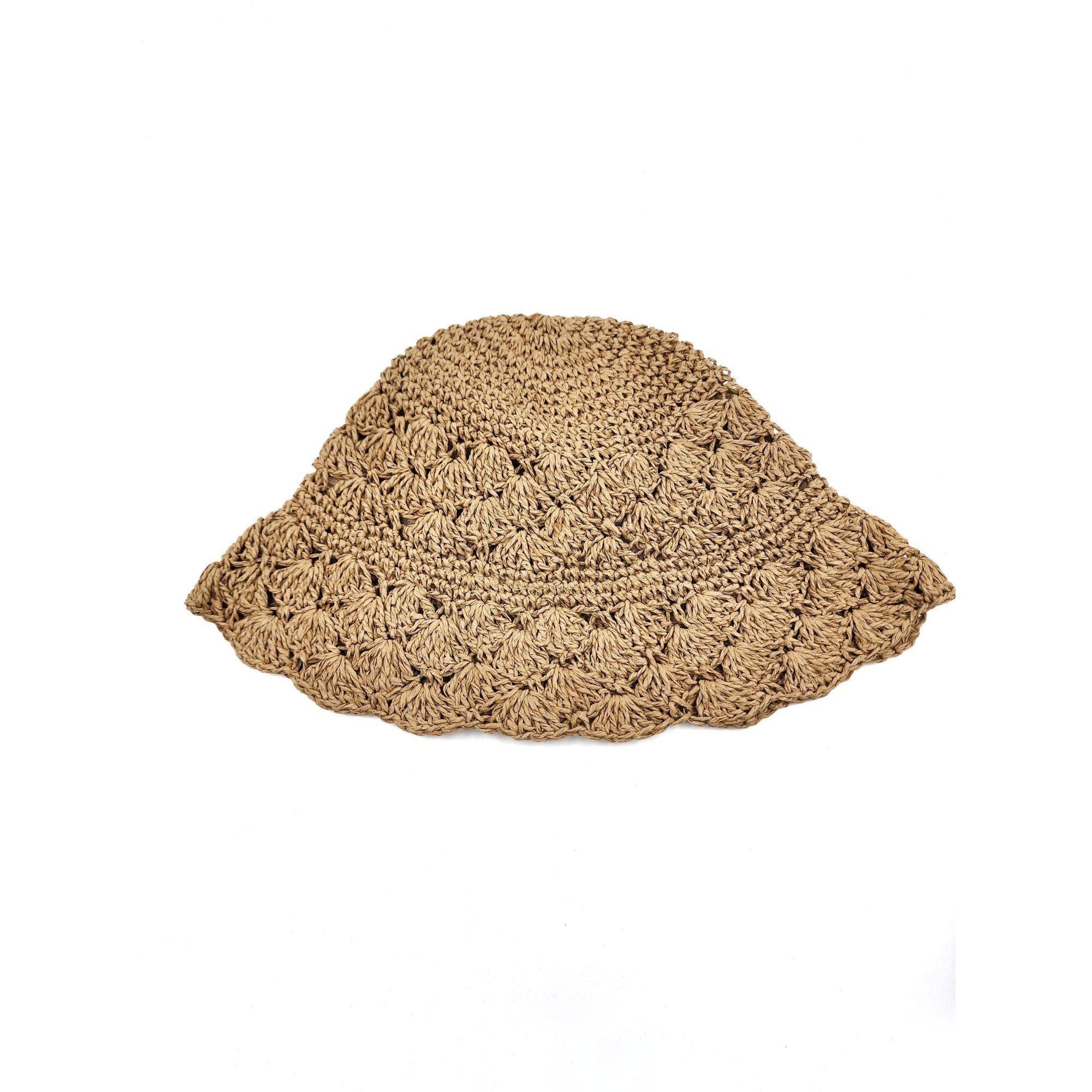 Women's Hand Crochet Clothe Straw Solid Color Bucket Hat - Image 8
