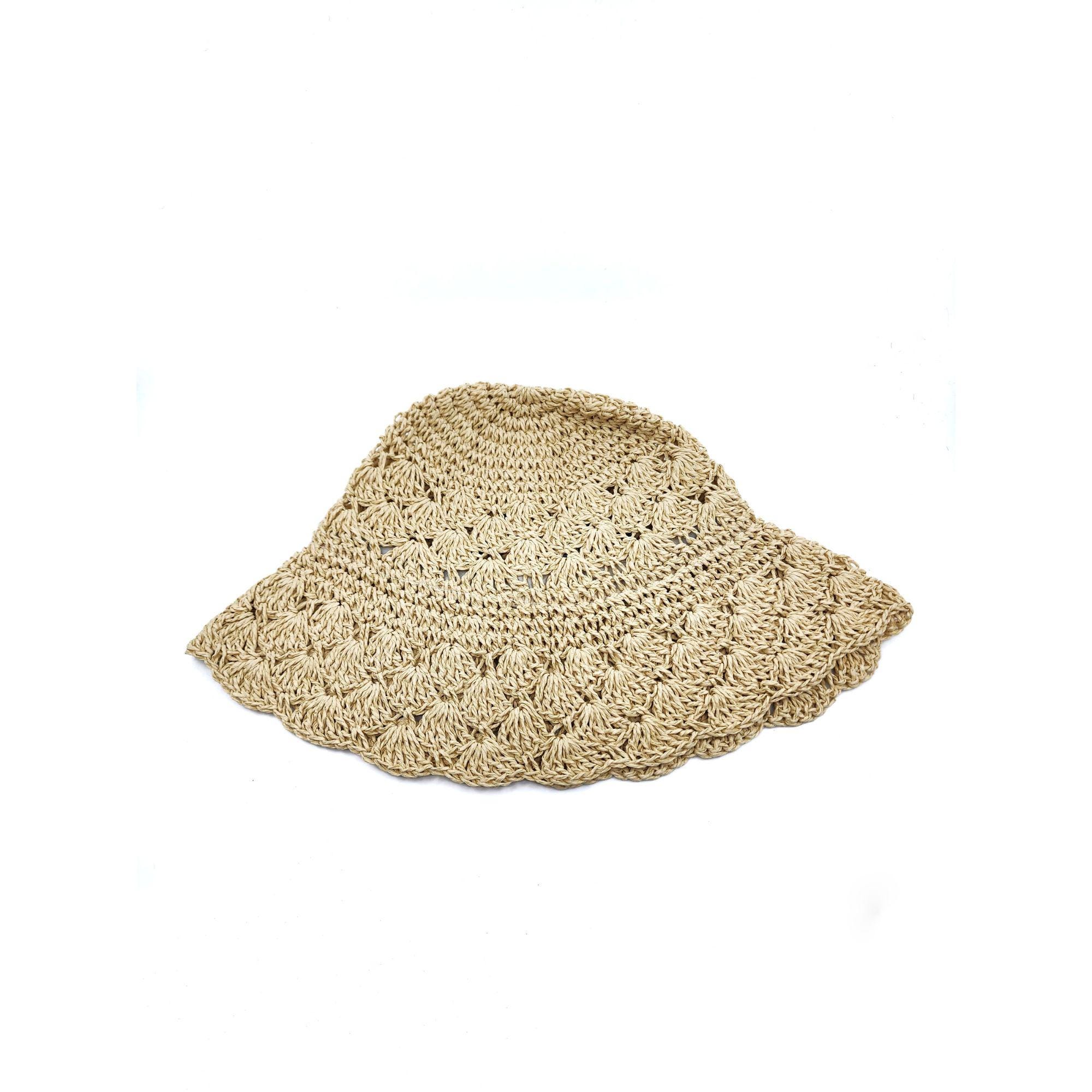 Women's Hand Crochet Clothe Straw Solid Color Bucket Hat - Image 2
