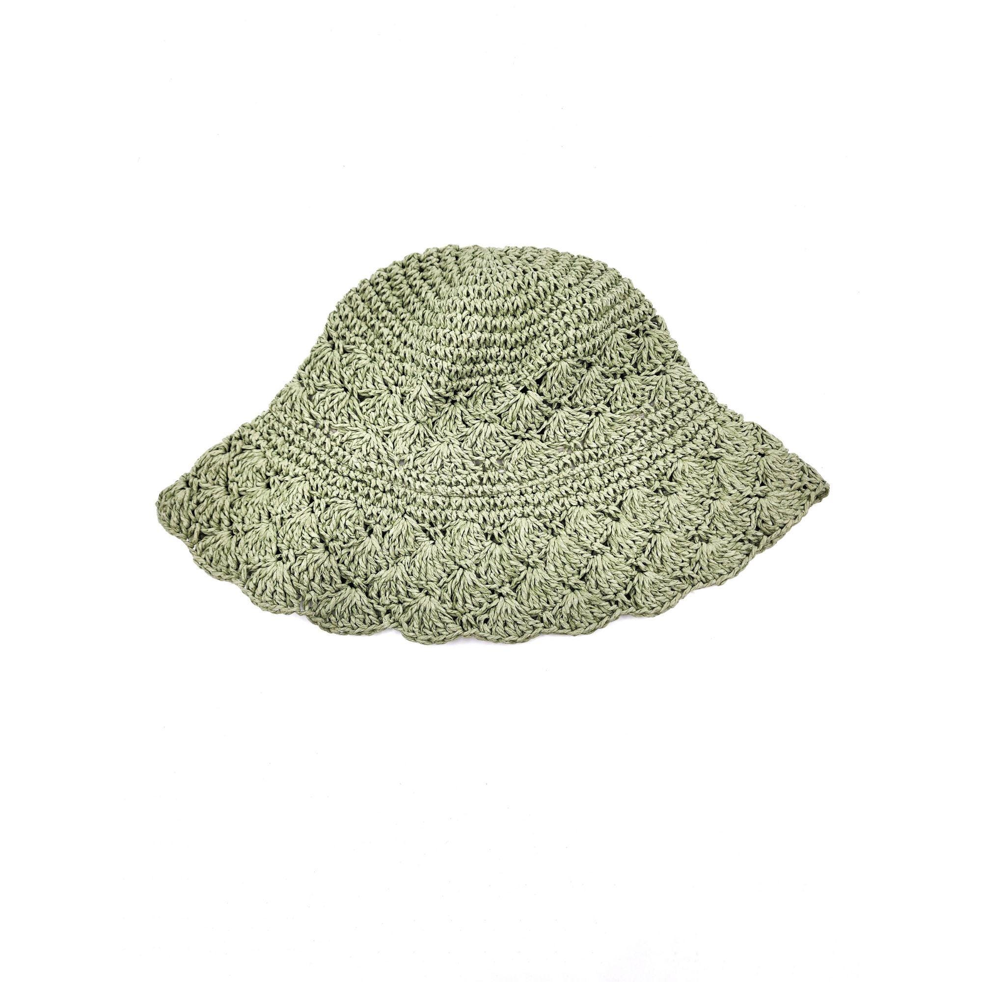 Women's Hand Crochet Clothe Straw Solid Color Bucket Hat - Image 9